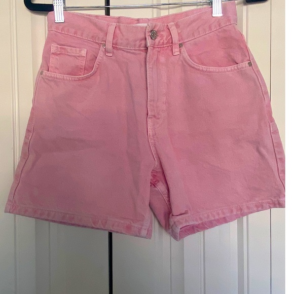 Mango Pants - Mango Women Pink Straight High Waisted Shorts